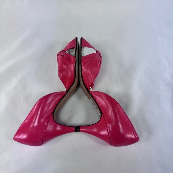 Loeffler Randall Knot Kid Nappa Leather D'Orsay Pumps Peep Toe Lipstick Pink 7 - Picture 8 of 14